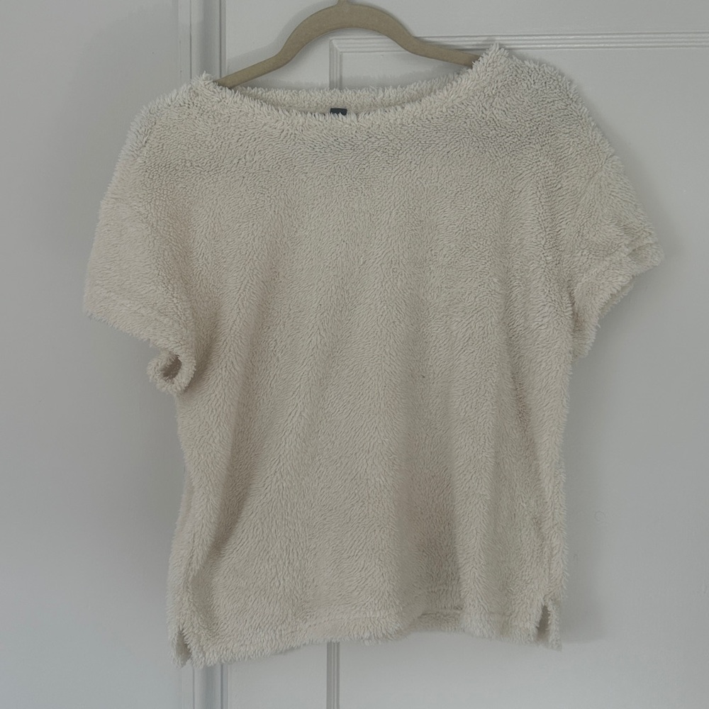 Alya Off-White Fluffy Short Sleeve Top